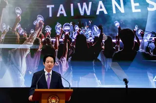 Taiwan President Lai Ching-te speaks at a news conference.
