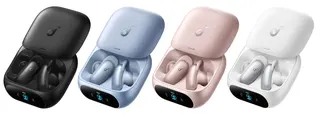 The Anker Soundcore Liberty 5 Pro earbuds with the lid open in four different color options.