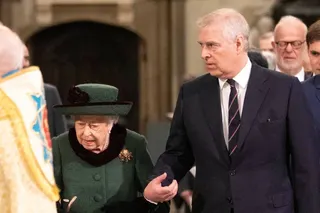 Queen Elizabeth (left) and former prince Andrew at Westminster Abbey in London in 2022. Photo: AFP