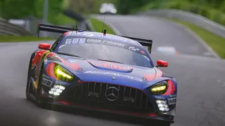 The Mercedes-AMG GT3 of Max Verstappen, Lucas Auer, Jules Gounon and Daniel Juncadella during the Nurburgring 24 Hours race