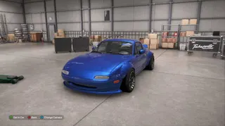 The Mazda MX-5 Miata in the garage in Forza Horizon 6.