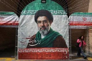 A mural depicting the Iranian supreme leader, Mojtaba Khamenei.