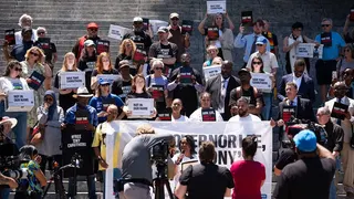 Protesters gathering at the Tennessee Capitol in Nashville against Tony Carruthers execution