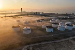 Storage tanks at the Shell Haven aviation fuel terminal near Stanford-le-Hope, UK.