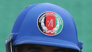 The logo of the Afghanistan Cricket Board on a helmet