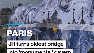 JR turns oldest Paris bridge into monumental cavern