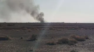 Wreckage of a U.S. military helicopter crash site in Iran