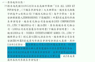 根據最新民事裁定書內容，樂華娛樂演出前突通知章昊、RICKY不參與活動，原因是「家人接獲自稱國台辦人員來電，要求不得在台灣演出」。（圖／翻攝自司法院裁判書系統）