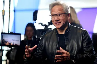 Nvidia CEO Jensen Huang speaks during a Bloomberg Television interview May 18 at the Dell Technologies annual conference in Las Vegas.