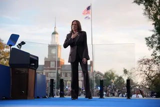 Vice President Kamala Harris departs the stage after conceding the 2024 election during a speech at Howard University in Washington, DC, on November 6, 2024.