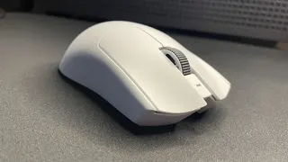 A white Razer Viper V4 Pro gaming mouse