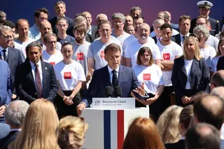 France’s President Emmanuel Macron delivers a speech at the Very Large Computing Centre of the French Alternative Energies and Atomic Energy Commission in Bruyeres-le-Châtel, south of Paris on Friday. Photo: AFP