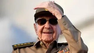 Reuters Raul Castro, in a khaki military uniform and sunglasses, is seen in Havana, Cuba in 2025