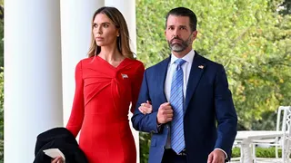 Donald Trump Jr. and Bettina Anderson arriving at White House Rose Garden