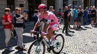 Afonso Eulalio rides in the pink jersey
