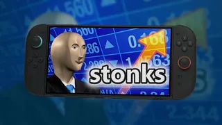 'Stonks' meme on a Switch 2