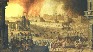17th century depiction of Troy burning