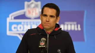 Joe Schoen speaking to media at NFL Combine in Indianapolis