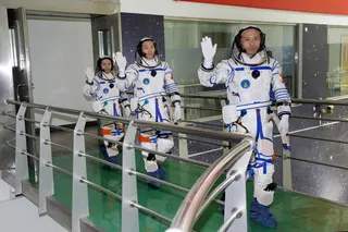(From right) Zhu Yangzhu, Zhang Zhiyuan and Lai Ka-ying will carry out the Shenzhou-23 mission. Photo: Handout