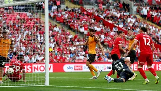 Oli McBurnie scores for Hull against Middlesbrough in the Championship play-off final