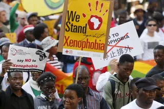 File picture of protest in South Africa against xenophobia
