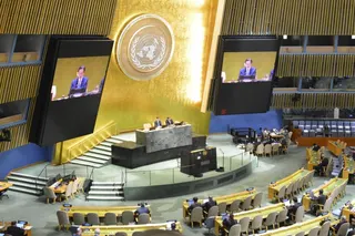 A plenary session of the review conference for the Nuclear Non-Proliferation Treaty held on Friday at the UN headquarters in New York. Photo: Kyodo