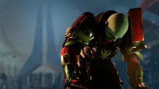 A sad Commander Zavala with a Destiny 2 monument behind him.