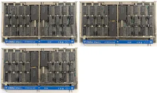 The three ALU/register boards from the Spacelab computer.
Click this image (or any other) for a larger version.