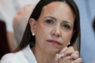 Venezuela's opposition leader Maria Corina Machado attends a press conference in Panama City, Saturday, May 23, 2026. (AP Photo/Matias Delacroix)
