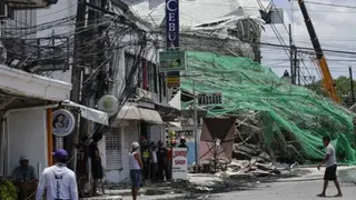 EPA A street view of a collapsed building in a residential district in Angeles City