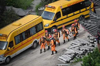 Hundreds of rescuers have rushed to the site, with medical teams taking 128 people to hospital as of last evening, loaded into ambulances and carried on stretchers. — CNS pic via AFP