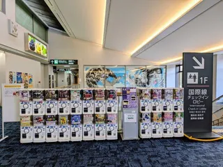 日本岡山桃太郎機場設有扭蛋機專區，主要分布在航廈的2樓離境大堂以及3樓展望台與遊...