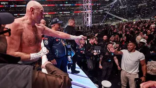 Tyson Fury points at Anthony Joshua