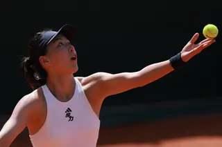 China’s Wang Xinyu serves during her first-round win over Austria’s Lilli Tagger. Photo: Reuters