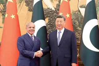Chinese President Xi Jinping and Pakistani Prime Minister Shehbaz Sharif pictured at the Great Hall of the People in Beijing. Photo: Reuters
