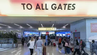 People walking in LaGuardia.