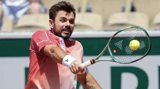 Stan Wawrinka hits a one-handed backhand