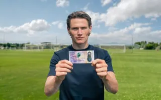 Scott McTominay with the Bank of Scotland limited-edition £20 banknote featuring an image inspired by his overhead kick for Scotland against Denmark.