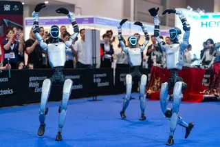 Unitree humanoid robots perform ballet dance moves at AsiaWorld-Expo in Hong Kong on April 18. Photo: Eugene Lee