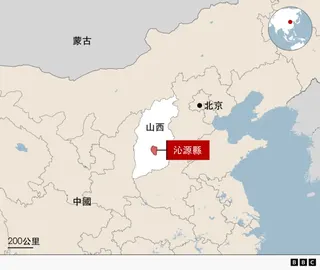 BBC製圖顯示礦難所在的山西省沁源縣