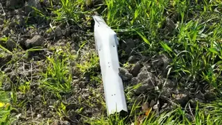 A fragment of the downed drone on the ground in Estonia. Photo: 19 May 2026