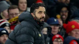Manchester United manager Ruben Amorim on the touchline