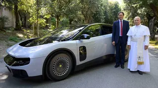 <em>The new Ferrari Luce presented at Castel Gandolfo to Pope Leo XIV.</em>