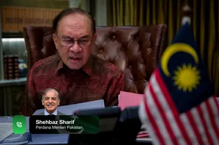 Prime Minister Datuk Seri Anwar Ibrahim on a phone call with Pakistani counterpart Shehbaz Sharif earlier. ANWAR IBRAHIM FB PAGE