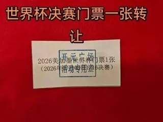 當事人發布影片內容截圖，顯示2026美加墨世界盃1/16決賽門票一張。（視頻截圖...