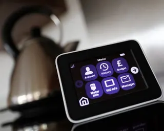 An energy smart meter at a home in London, UK