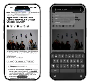 Renders from Bloomberg showing Siri in the Dynamic Island in iOS 27