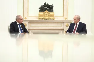 Russian President Vladimir Putin and Armenian Prime Minister Nikol Pashinyan attend a meeting at the Kremlin in Moscow, Russia, April 1, 2026. — AFP file pic