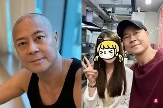 蔡一杰与粉丝合影留念（右图），毫无明星架子。 （互联网）