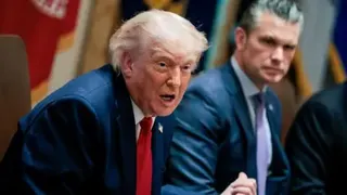 Reuters US President Donald Trump (left) speaks next to US Defence Secretary Pete Hegset during a cabinet meeting at the White House, Washington. Photo: 26 May 2026